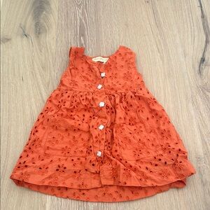 Orange Eyelet Button-Down Dress